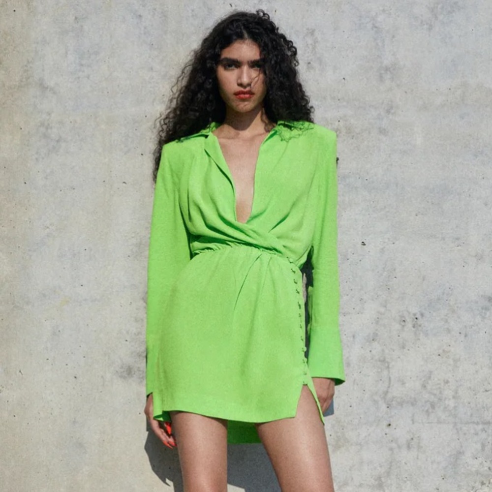 Shoulder Pad Shirt Dress